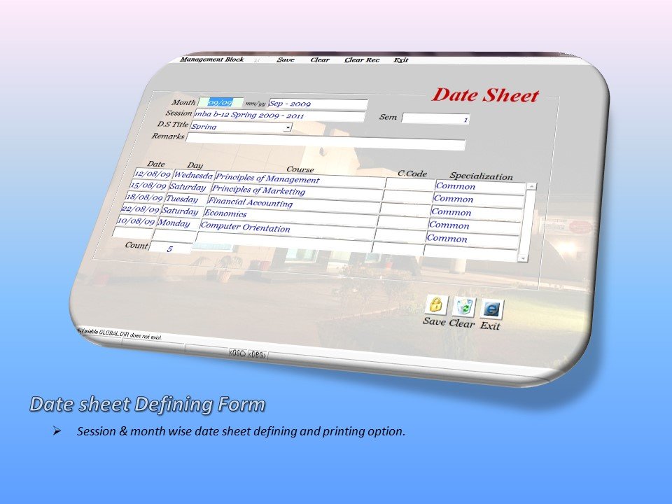 Datesheet